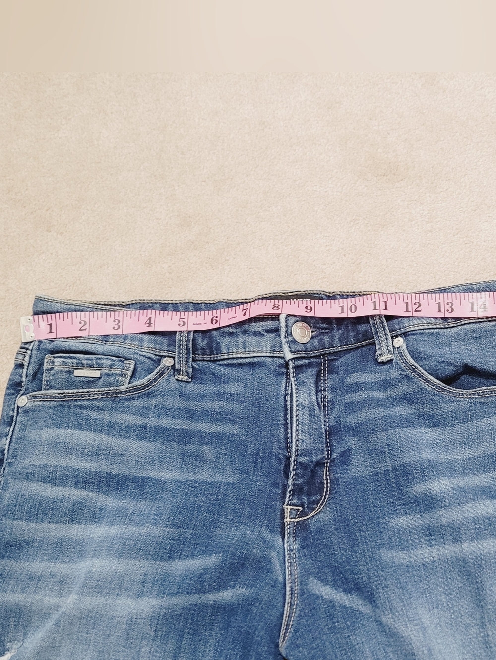 Nine West Gramercy Skinny Jeans Womens Size 12 Distressed Stretch Blue Denim - Picture 10 of 15